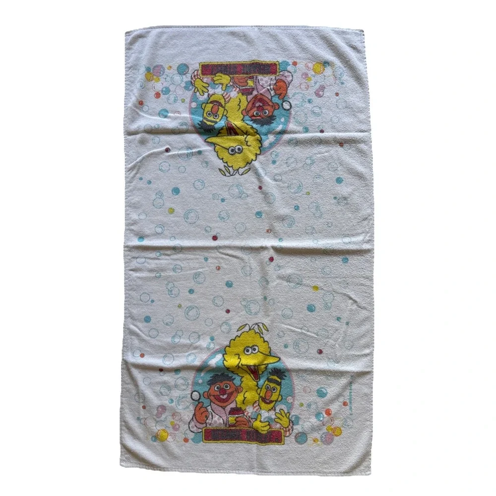 VTG 70s Sesame Street Bath Towel Ernie Bert Big Bird Bubbles USA MADE‎ 42x24